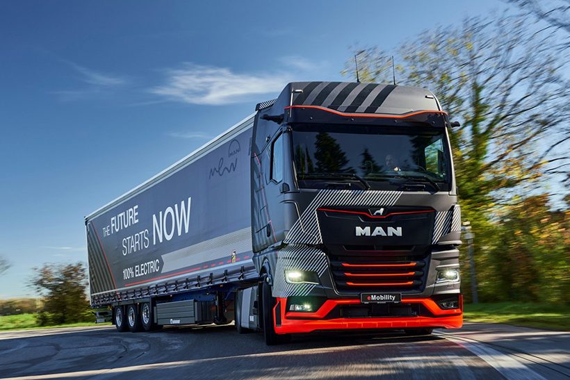 MAN_eTruck_T2 (web) Das Bild zeigt einen Elektro-LKW von MAN Truck & Bus. Das Forschungsprojekt SPIRIT-E will dazu beitragen, dass mehr Fahrzeuge dieser Art auf die Straße kommen.