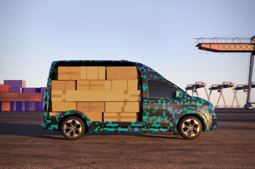 LaderaumDEU (web) Der Laderaum des neuen VW Transporter in der Seitenansicht.