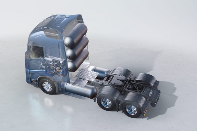 LKW von Volvo Trucks mit wasserstoffbetriebenem Verbrennungsmotor