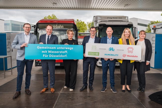 Ein bedeutender Schritt: Gemeinsam mit der Rheinbahn und den Stadtwerken Düsseldorf hat H2 Mobility am 26. Mai die leistungsstärkste Wasserstofftankstelle Europas eröffnet