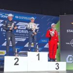 Das zweite Rennen des ADAC Truck-Grand-Prix gewann Antonio Albacete (M.) vor René Reinert (l.) und Norbert Kiss (r.).